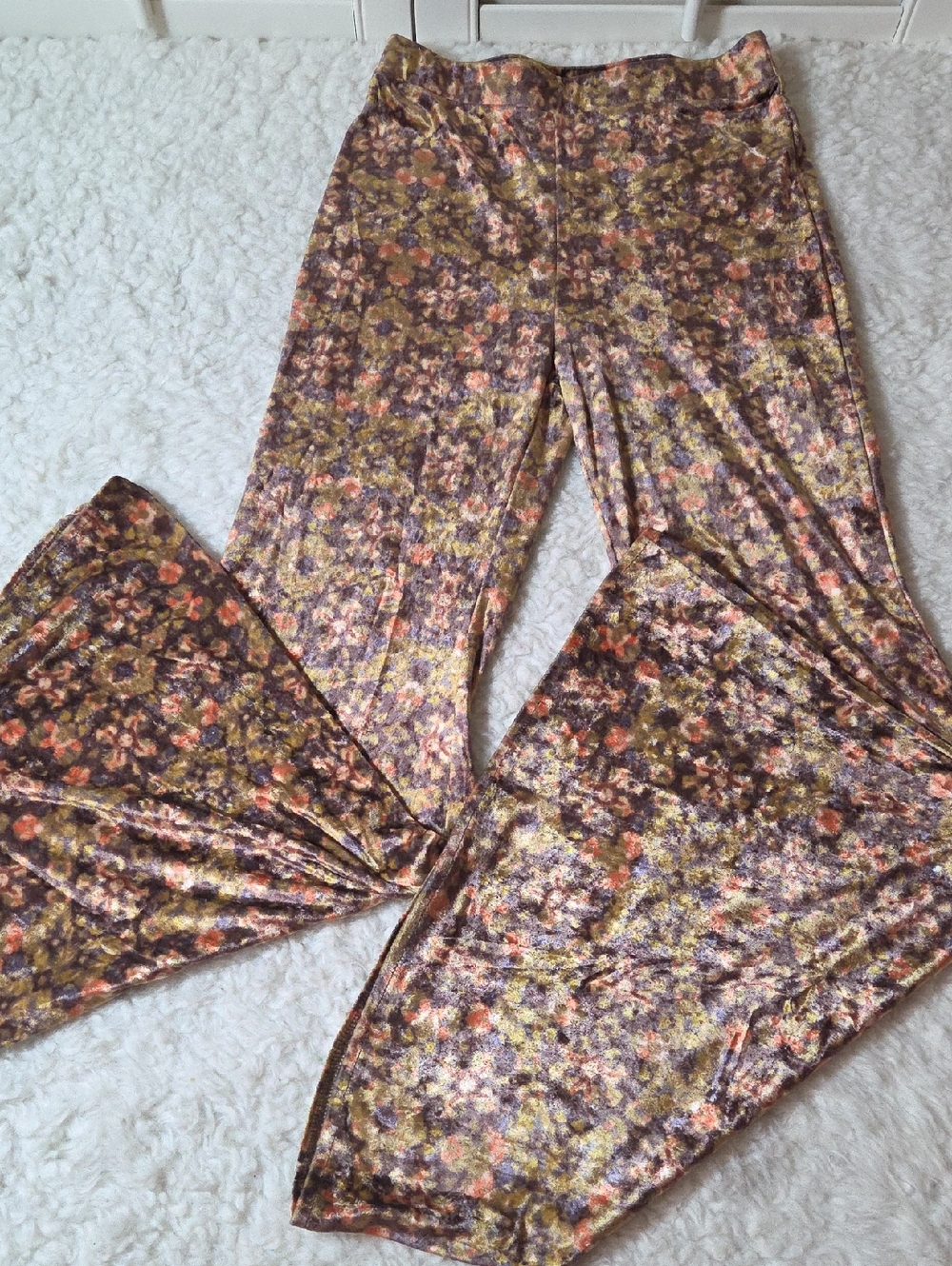 Free People The Valley Printed Flares Velvet Pants Sz XS - Picture 6 of 14